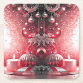 Red Candles Christmas Holiday Paper Coaster Rechteckiger Pappuntersetzer (Vorderseite)