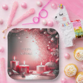 Red Candles Christmas Holiday Paper Plate Pappteller (Party)