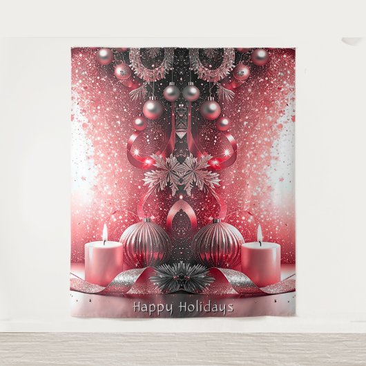 Red Candles Decorative Holiday Backdrop Wandteppich (Vorderseite)