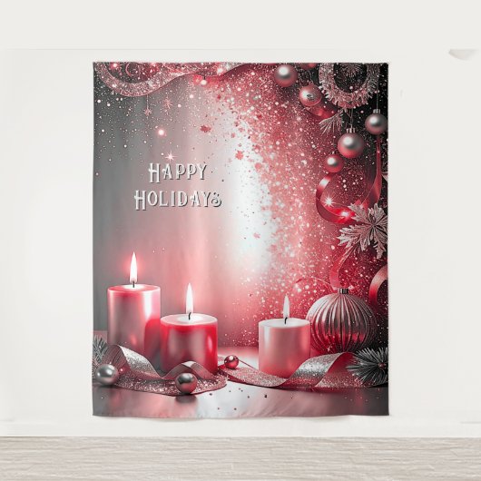 Red Candles Decorative Holiday Backdrop Wandteppich (Vorderseite)