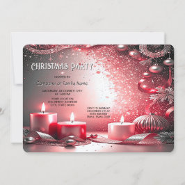 Red Candles Decorative Holiday Party Invitation Einladung