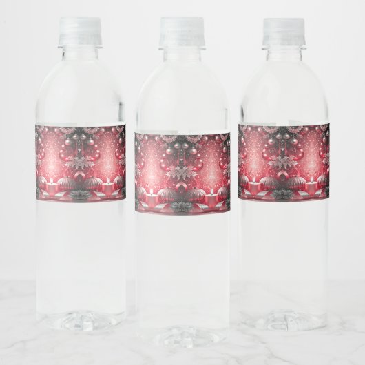 Red Candles Decorative Holiday Water Bottle Label Wasserflaschenetikett (Flaschen)