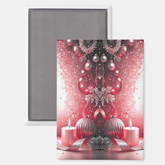 Red Candles Dekorative Weihnachtsfeiertage Magnet (Vorderseite/Rückseite)