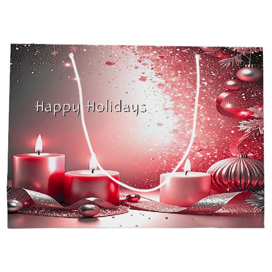 Red Candles Dekorative Weihnachtsgeschenke Große Geschenktüte (Rückseite)