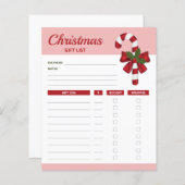 Red Candy Cane and Bow - Weihnachtsgeschenkpläne (Vorne/Hinten)