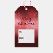 Red Candy Cane auf einem roten Bokeh Hintergrund Geschenkanhänger (Rückseite)