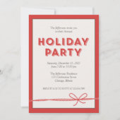 Red Candy Cane Bowstring Weihnachtsfeiertag Party Einladung (Vorderseite)