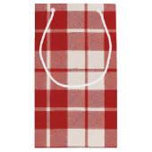 Red Candy Cane Christmas Plaid Kleine Geschenktüte (Rückseite)