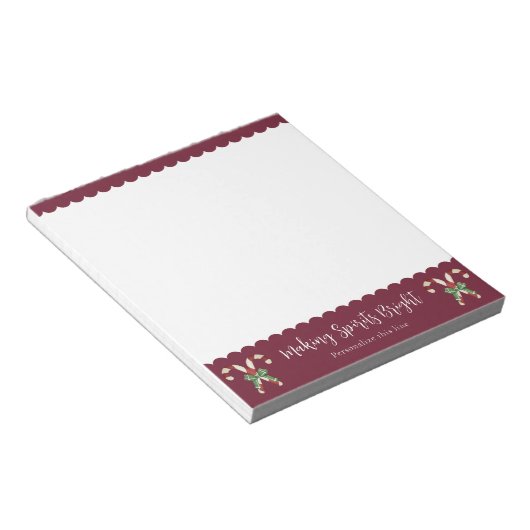 Red Candy Cane Festive Holiday Personalized Notizblock (angewinkelt)