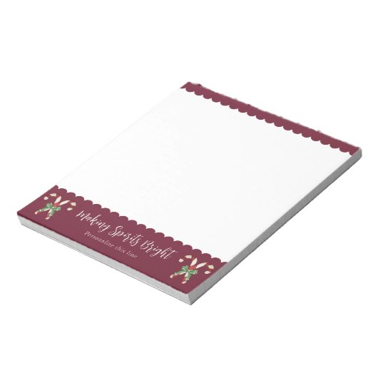 Red Candy Cane Festive Holiday Personalized Notizblock (Rotiert)