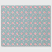 Red Candy Cane Pattern Slate Blue Geschenkpapier (Flach)