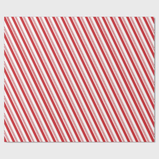 Red Candy Cane Peppermint Weihnachtsstreifen Geschenkpapier (Flach)
