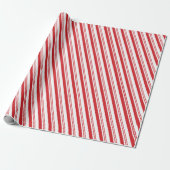 Red Candy Cane Peppermint Weihnachtsstreifen Geschenkpapier (Ungerollt)
