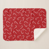 Red Candy Cane Sherpa Blanket Sherpadecke (Vorderseite (Horizontal))