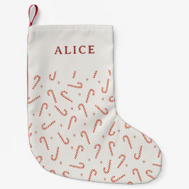 Red Candy Cane Stars Festival Kleiner Weihnachtsstrumpf