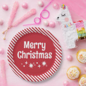 Red Candy Cane Stripe Cocktail Paper Plates Pappteller (Party)