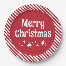 Red Candy Cane Stripe Cocktail Paper Plates Pappteller