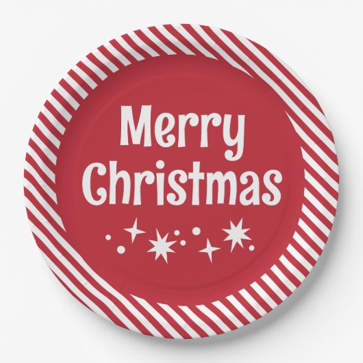 Red Candy Cane Stripe Cocktail Paper Plates Pappteller (Vorderseite)