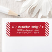 Red Candy Cane Stripe Return Address Labels (Insitu)