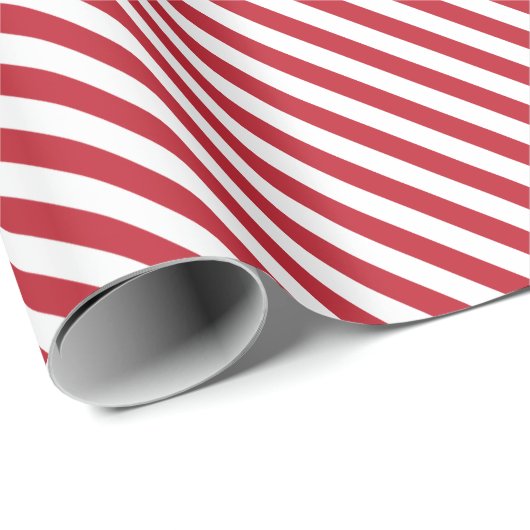 Red Candy Cane Stripe Wrapping Paper Geschenkpapier (Rolleneckpunkt)