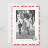 Red Candy Cane Stripes Moderne Foto Holiday Card Einladung (Vorderseite)