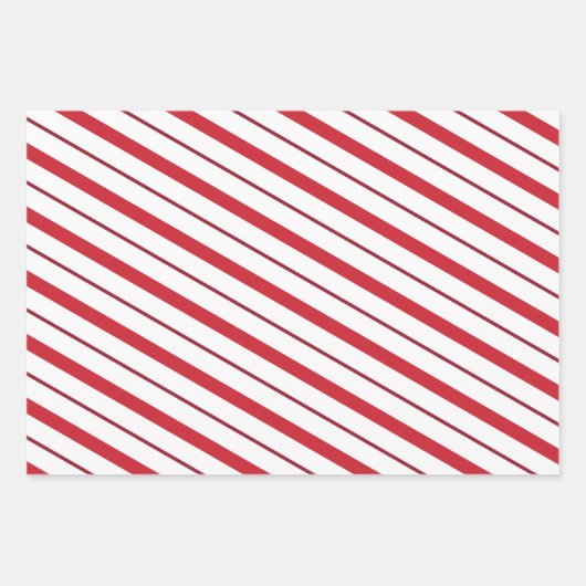 Red Candy Cane Stripes Weihnachtswrapping Paper Geschenkpapier Set (Vorderseite 3)