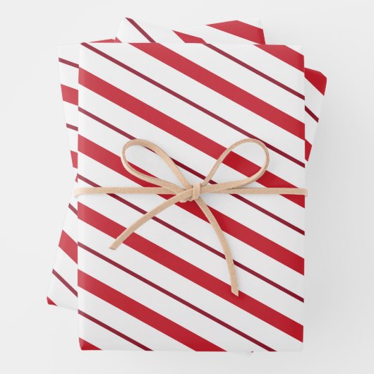 Red Candy Cane Stripes Weihnachtswrapping Paper Geschenkpapier Set (Beispiel)