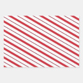 Red Candy Cane Stripes Weihnachtswrapping Paper Geschenkpapier Set (Vorderseite)