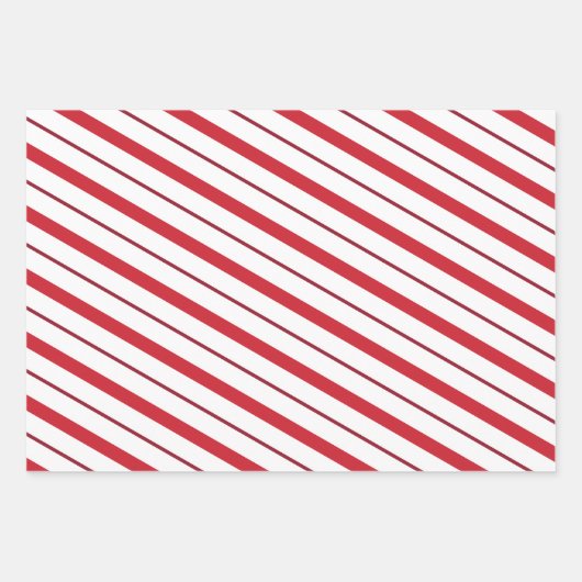 Red Candy Cane Stripes Weihnachtswrapping Paper Geschenkpapier Set (Vorderseite)
