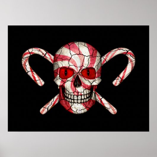Red Candy Cane Sugar Skull farbenfrohe Plakate (Vorne)