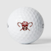 Red Candy Cane Sugar Skull Golf Balls Golfball (Vorderseite)