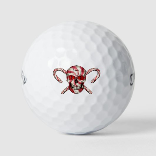 Red Candy Cane Sugar Skull Golf Balls Golfball (Vorderseite)