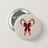 Red Candy Canes with Pine Needles & Bow Button (Vorne & Hinten)