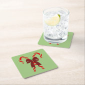 Red Candy Canes with Pine Needles & Bow Rechteckiger Pappuntersetzer (Vor Ort)