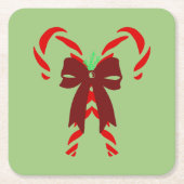 Red Candy Canes with Pine Needles & Bow Rechteckiger Pappuntersetzer (Vorderseite)