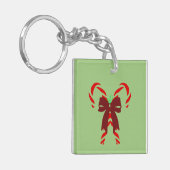 Red Candy Canes with Pine Needles & Bow Schlüsselanhänger (Vorderseite links)