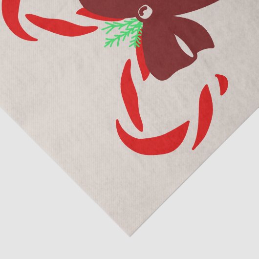 Red Candy Canes with Pine Needles & Bow Seidenpapier (Ausschnitt)