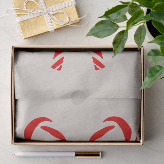Red Candy Canes with Pine Needles & Bow Seidenpapier (Geschenk)