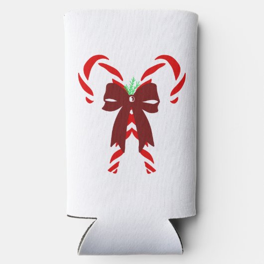 Red Candy Canes with Pine Needles & Bow Selters Dosenkühler (Rückseite)