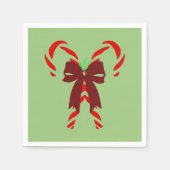 Red Candy Canes with Pine Needles & Bow Serviette (Vorderseite)