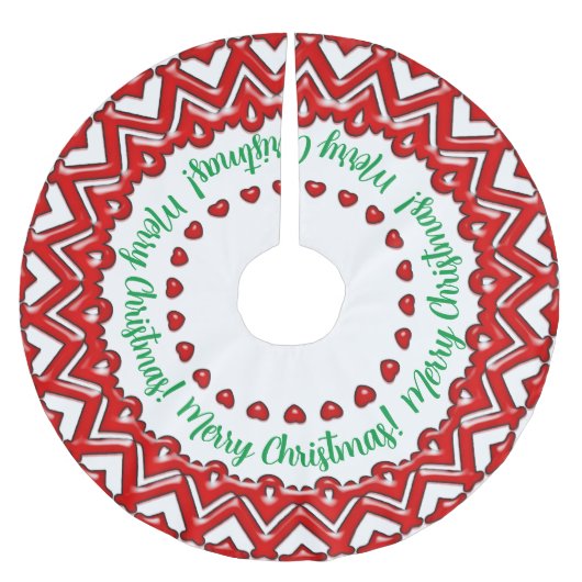 Red Candy Hearts Polyester Weihnachtsbaumdecke (Vorderseite)