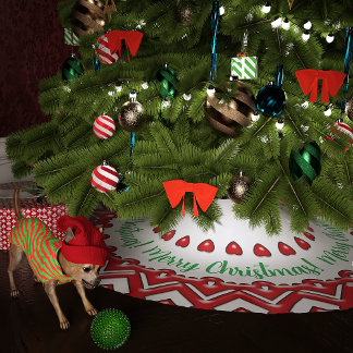 Red Candy Hearts Polyester Weihnachtsbaumdecke