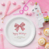 Red Candy Stripe Bow Personalisierte Feier Pappteller (Party)