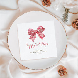 Red Candy Stripe Bow Personalisierte Feier Serviette