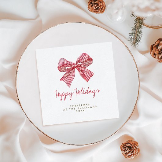 Red Candy Stripe Bow Personalisierte Feier Serviette