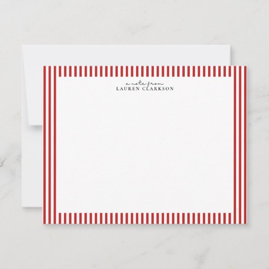 Red Candy Stripe Modern Note Card Einladung (Vorderseite)