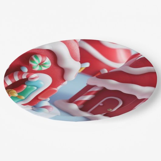 Red Candyland House - Papierplatte Pappteller (Schrägansicht)