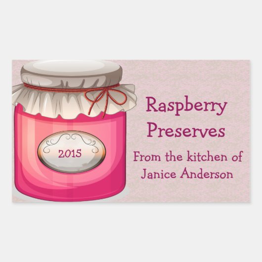 Red Canning Jar Design Canning Label Rechteckiger Aufkleber (Vorderseite)
