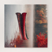 Red Canoe auf Herbstsee Puzzle (Horizontal)