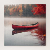 Red Canoe auf Herbstsee Puzzle (Vertikal)
